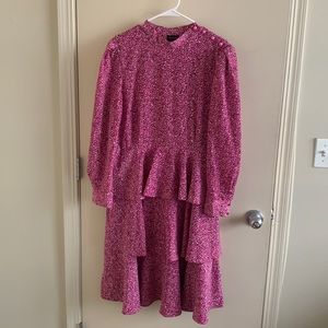 Hot Pink Leopard Print Ruffle Dress